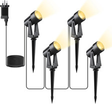 Garden Spotlights Mains Powered, 46Ft/14M 4-In-1 LED Landscape Lights Warm White