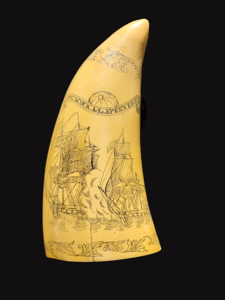 Réplica marítima de diente de ballena de imitación marfil "Libertad" Foto 3 de 4