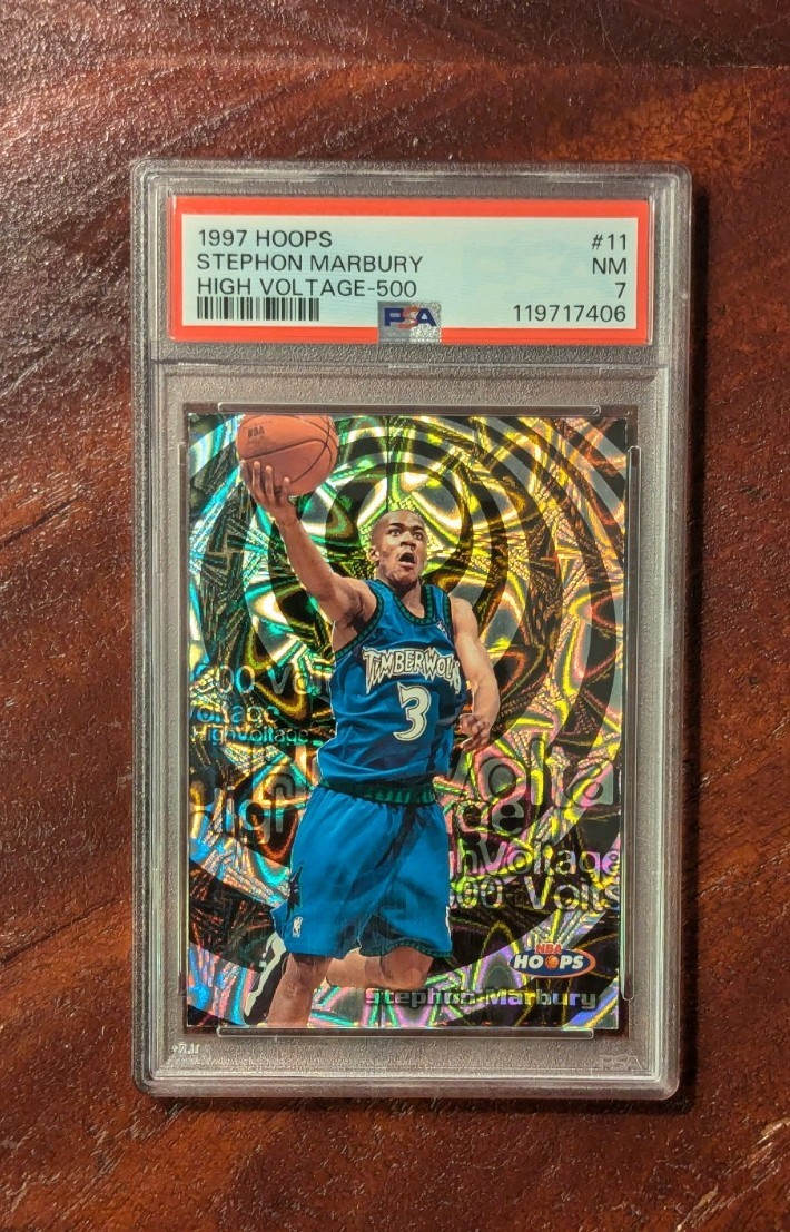 1997 Hoops Stephon Marbury High Voltage /500 PSA 7 #11