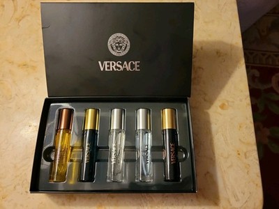 NIB VERSACE 5 Piece Men Eau de Toilette Parfum Travel Natural Spray Set