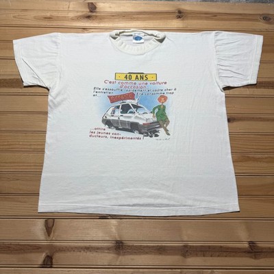 Vintage 90s 40 Ans C'est Comme Une Voiture D'occasion French Birthday T-Shirt XL