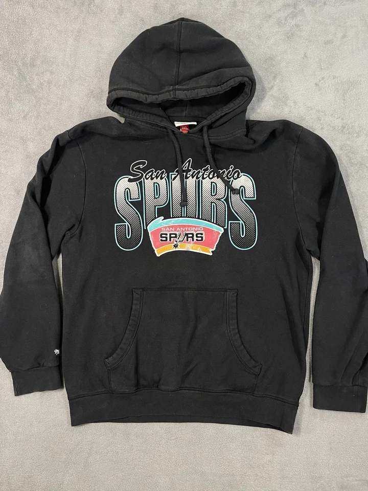 Suéter Mitchell And Ness Para Hombres 2XL Negro Sudadera con Capucha San Antonio Spurs NBA Foto 3 de 4