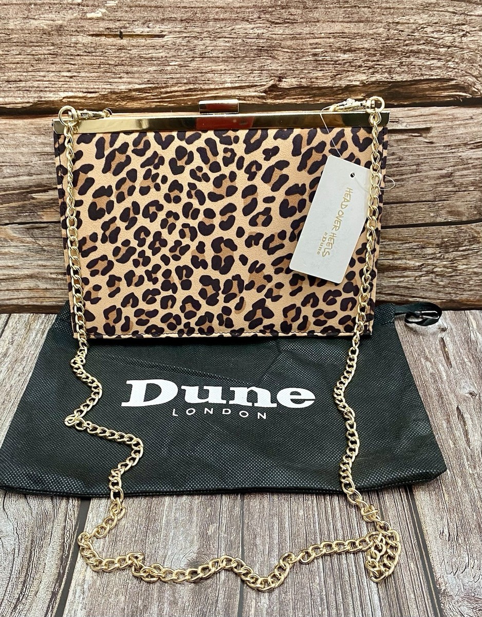 Dune Clutch Bag Leopard Print Detachable Chain Strap New UK