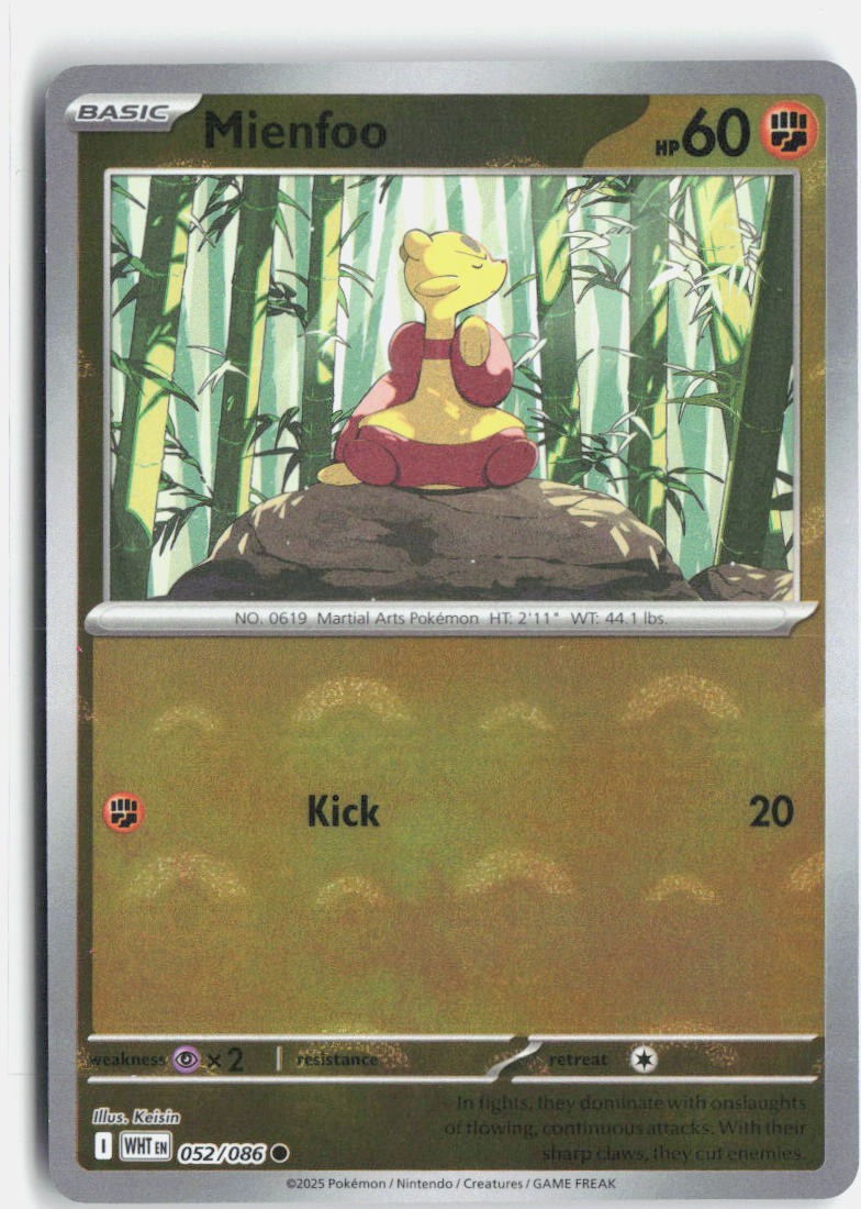 Mienfoo Reverse Holo Common SV: White Flare 052/086 NM
