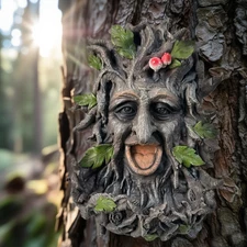 Tree Face Sculpture, Funny Old Man Tree Hugger Statue, Creative Props & Unique A