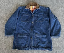 Boundary Waters VTG Chore Jacket Blue Denim Blanket Lined Corduroy Collar Womens