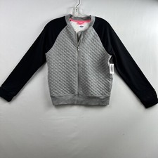 Old Navy Jacket Youth Size XL 14 Full Zip Quilted Fleece Front Gray Black