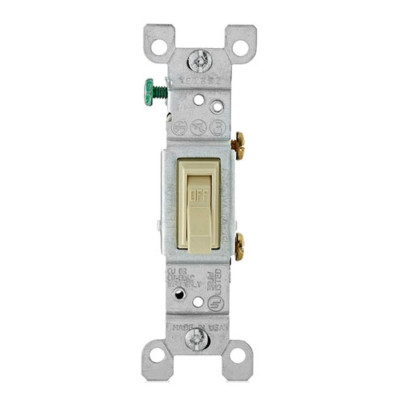 Leviton 1451-2I, 120 VAC, 15 A, Ivory, 1-Pole, Toggle, AC Quiet Switch, 1pc