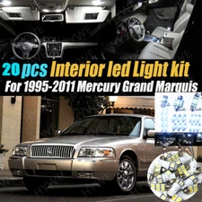 For 1995-2011 Mercury Grand Marquis 20pcs White Car Interior LED Light Bulb Kit