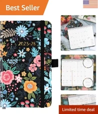 Compact 2025-2028 Monthly Planner with Elastic Closure and Inner Pockets