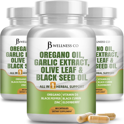 JB Wellness Oregano Oil, Garlic Extract, Olive Leaf, with Astragalus - Immune...