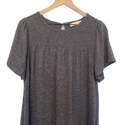 Loft Large Petite Gray Short Sleeve Dress Shift T Shirt Flowy Babydoll - Picture 3 of 9