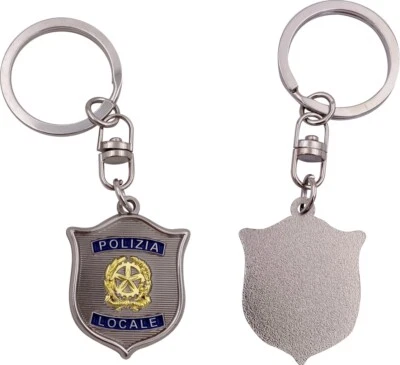 Porta Chiavi Portachiavi Polizia Locale Forma Placca Tesserino Idea Regalo RI-AS