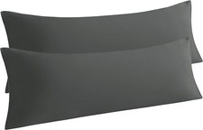 Body Pillow Cases Set of 2, 20X54 Inches, Dark Grey Microfiber
