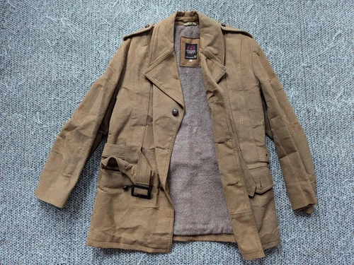 vintage TRENCH COAT leather BELTED jacket 40 brown NORFOLK faux suede SHERLOCK image 4