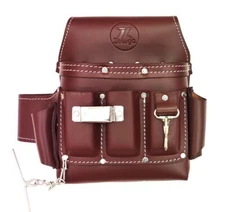 20-168 6 Pocket Leather Electrician Tool Pouch Cherry