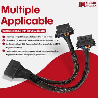 VIMVIP OBD2 Splitter Cable - Dual Female 16 Pin Extension For Diagnostic Tools
