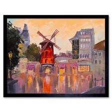 Moulin Rouge Painting 12X16 Inch Framed Art Print