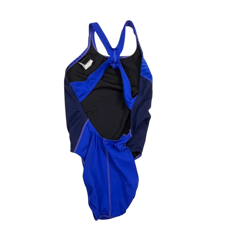 Traje de baño Nike para mujer 8 azul elástico secado rápido fitness protección UV UPF 50+ Foto 3 de 4
