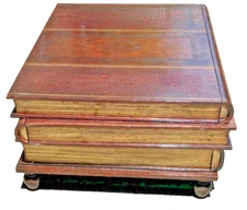 Maitland-Smith Leather Stacked Antique Book Coffee Table – Hand Tooled – Regency