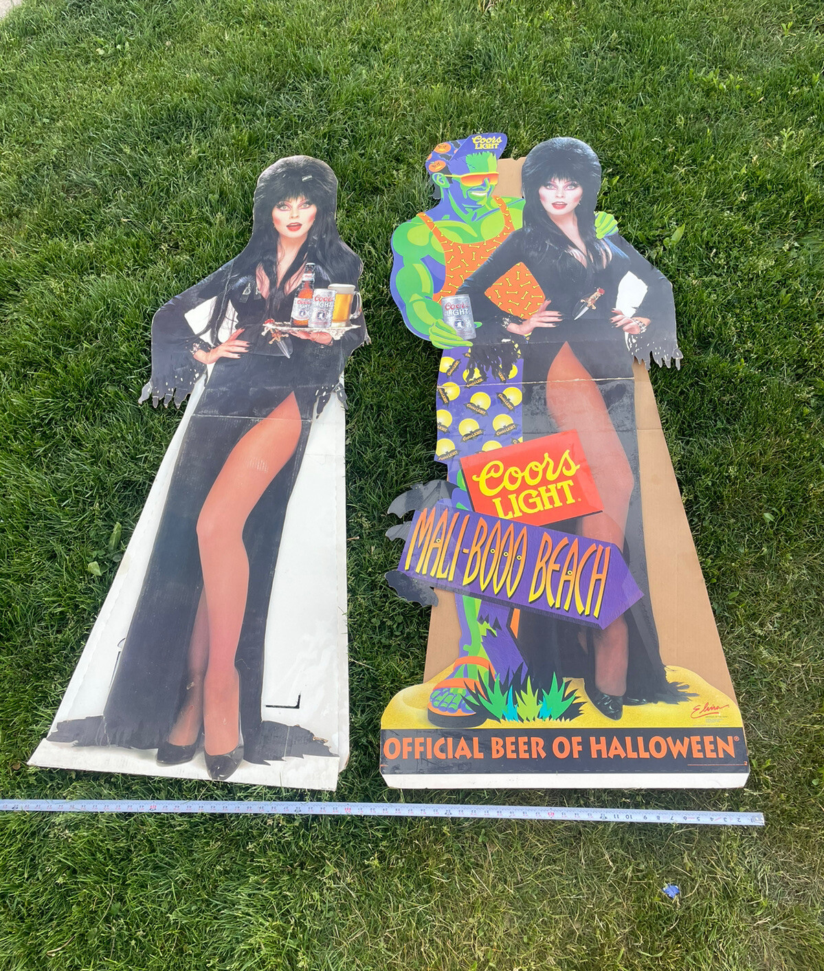 Vintage Elvira Coors Light Halloween Standee Cardboard Cutouts Lot 2