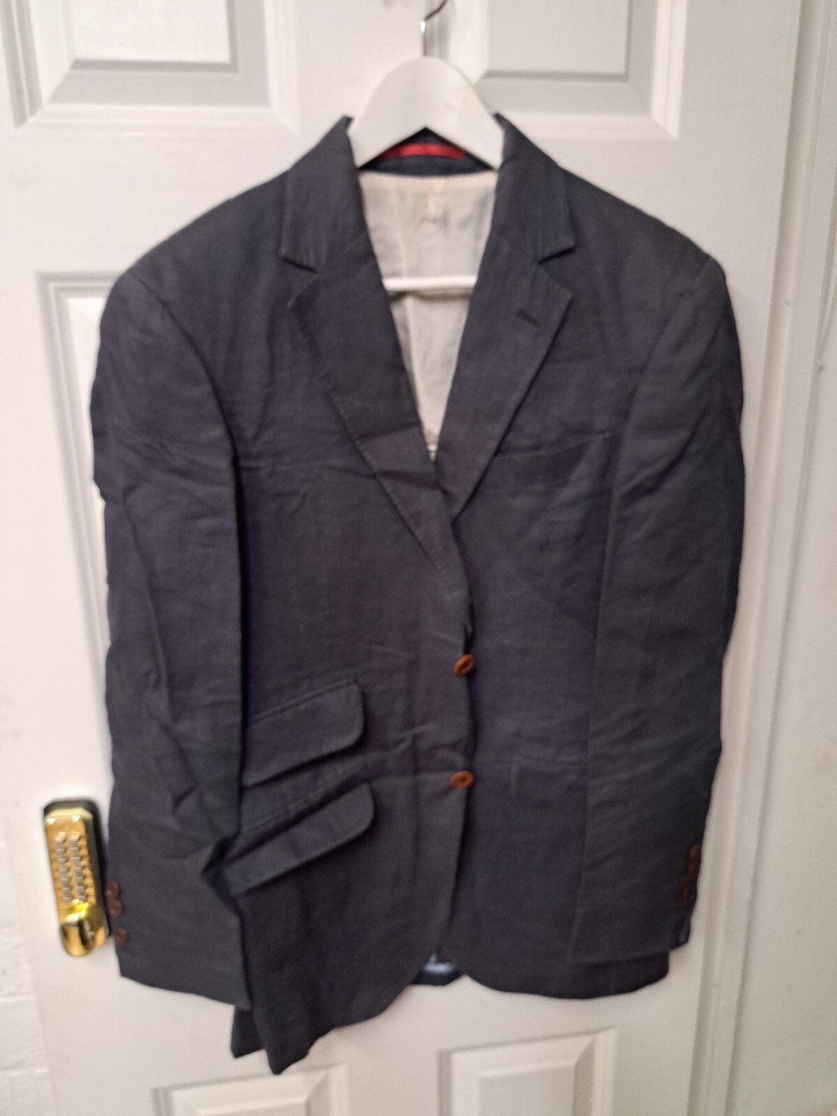 FILA Giacca blazer di lino blu navy Hackett UK 36 Savile Row London Jermyn Street...