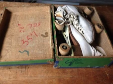 Vintage Roller Skates w/Case Chicago Wood Wheels Goodyear Welt Garrs Luggage