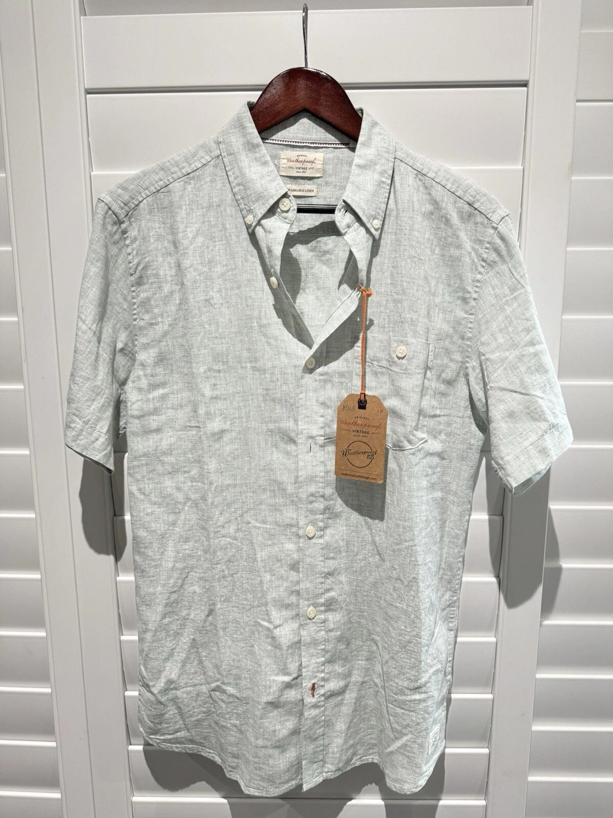 Weatherproof Vintage Mens Light Blue ShortSleeve ButtonUp Casual Shirt Small NWT