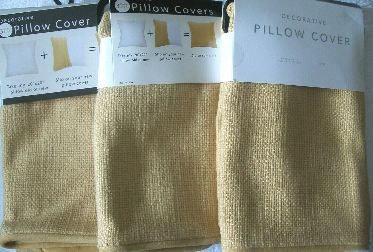 Fundas decorativas amarillas de almohada 20 x 20 euros Dana dorado cama baño y más allá