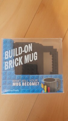 Build-on Brick Mug, Tasse schwarz, Bausteine-Tasse, Originalverpackung