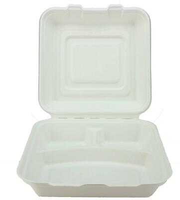 100% kompostierbare Clamshell Lebensmittelbehälter zum Herausnehmen Bagasse 50er Pack - 450/1000ml