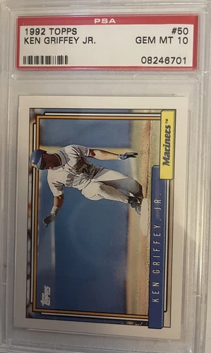 1992 TOPPS #50 KEN GRIFFEY JR PSA 10 MARINERS REDS *SET BREAK
