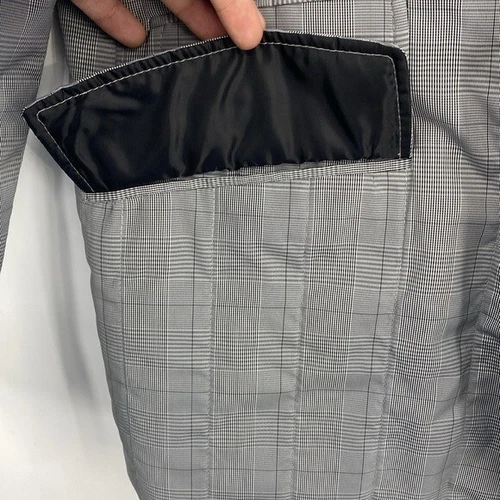 JF J.Ferrar Slim Fit Glen Plaid Jacket Men’s XL Black White Plaid Performance image 4
