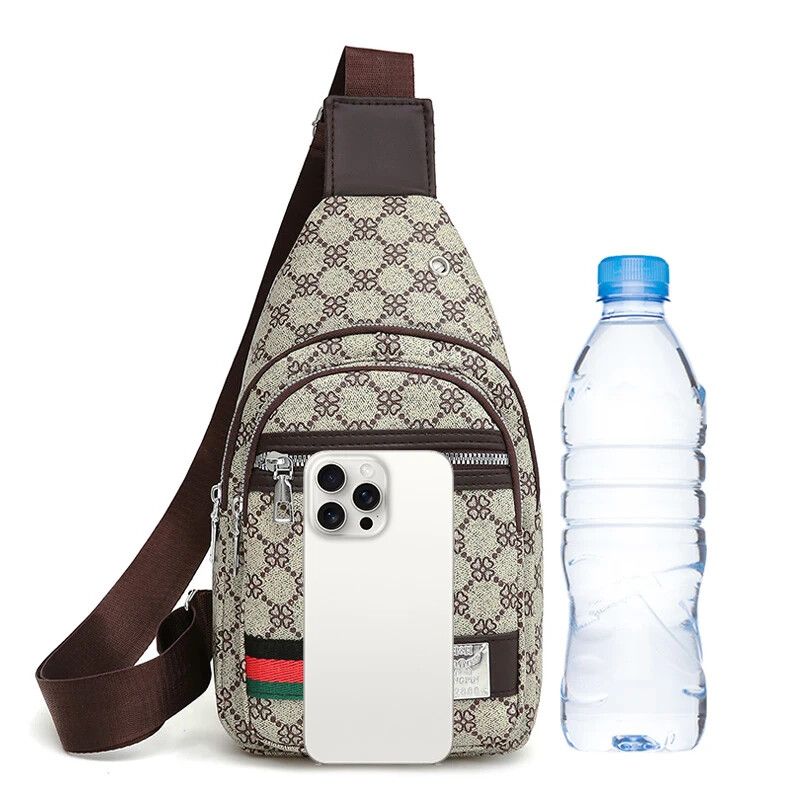 Men's Crossbody Messenger Bag with Earphone Hole and Multiple Pockets