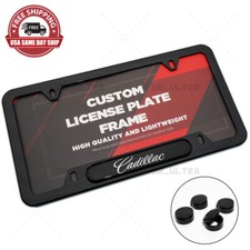 Gloss Black Front Or Rear Cadillac Logo Emblem License Plate Frame Cover Gift