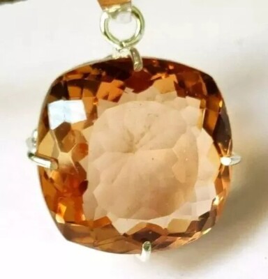 Peach Natural Ct Topaz 925 Sterling Silver Pendant Gemstone Cushion  Cut