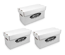 3 BCW Short Comic Book Storage Boxes Holds 150 175 Stackable Archival Cardboard
