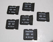 Lot of 6x SanDisk Memory Stick Micro M2 Cards   Used 128MB  512MB