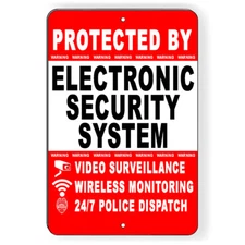 Protected Electronic Security System Video Surveillance Metal Sign 5 SIZES S55
