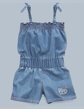 Sanrio Hello Kitty Girl Denim Jean Romper Sparkling Metal Studs Size 4