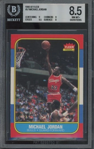 1986 Fleer Basketball #57 Michael Jordan RC Rookie HOF Chicago NM-MT+ BGS 8.5