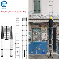 10.5/12.5/14.5FT Aluminum Telescoping Ladder Extension Ladders Folding Non-Slip