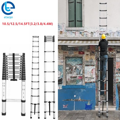 #ad 10.5 12.5 14.5FT Aluminum Telescoping Ladder Extension Ladders Folding Non Slip $58.49
