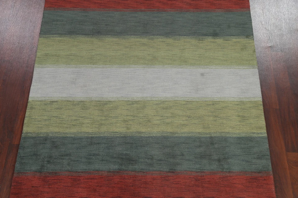 Contemporary Striped Gabbeh Wool Area Rug Room Size Hand-made Carpet  7x10 - Image 4 of 4