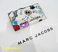 Marc Jacobs Printed Slim Wallet  Pebbled Leather White Multi