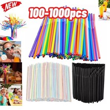 100-1000x Plastic Flexible Straws Bendy Black...