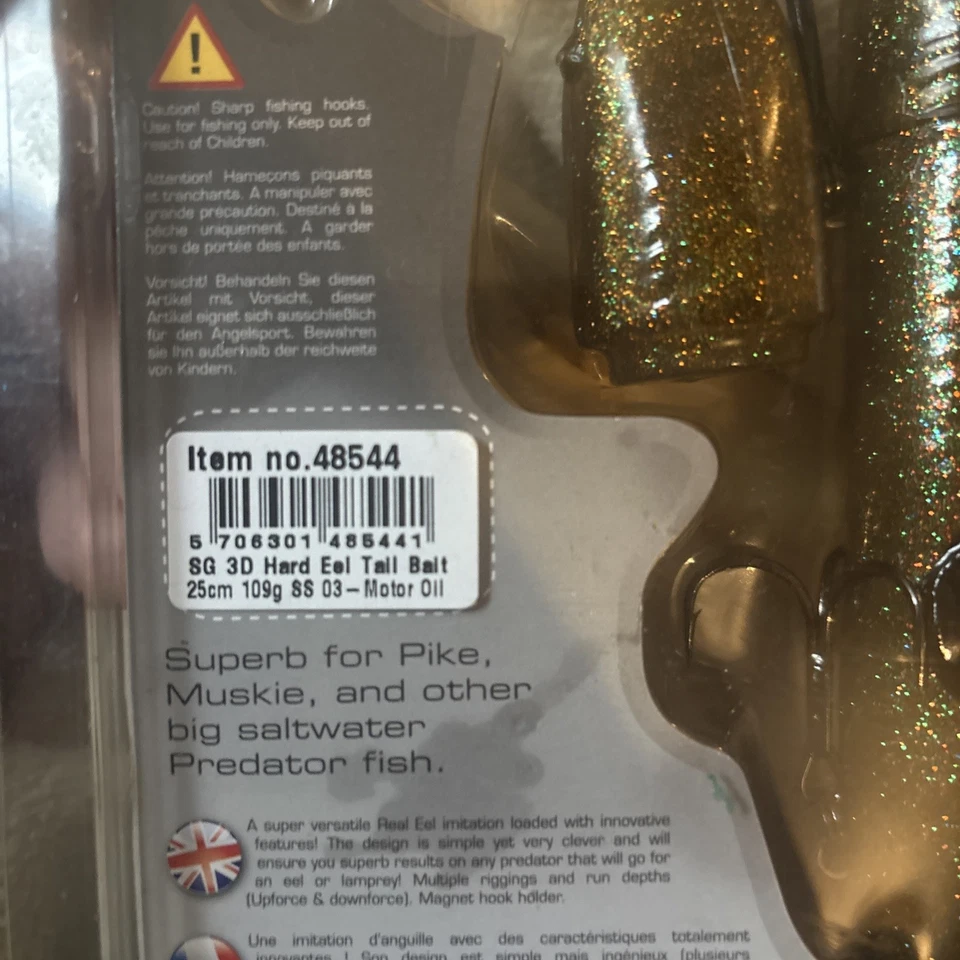 Savage Gear Hard Eel Tail Bait Motor Oil 25cm 109g Hook 1/0 2/0 Bundle  - Image 3 of 4