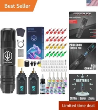 Professional POSEIDON Tattoo Kit - Wireless Pen with Supplies for Starters