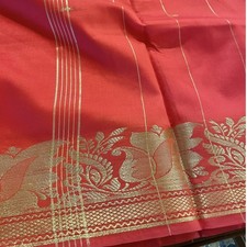 NEW Indian Womens Brocade ART/Artificial Silk Sari SAREE BURNT ORANGE w/BlousePc