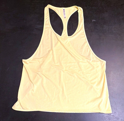 Fabletics Tank Top Women s XL Yellow Racerback Scoop Neck Stretch Relaxed